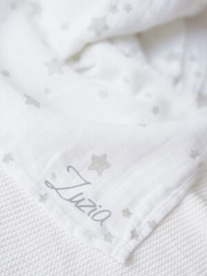 Otulacz muślinowy w gwiazdki- 120 x 120cm- Melootka