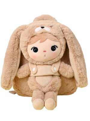 Plecak Królik Karmelowo beżowy z wyjmowanym pluszakiem Metoo