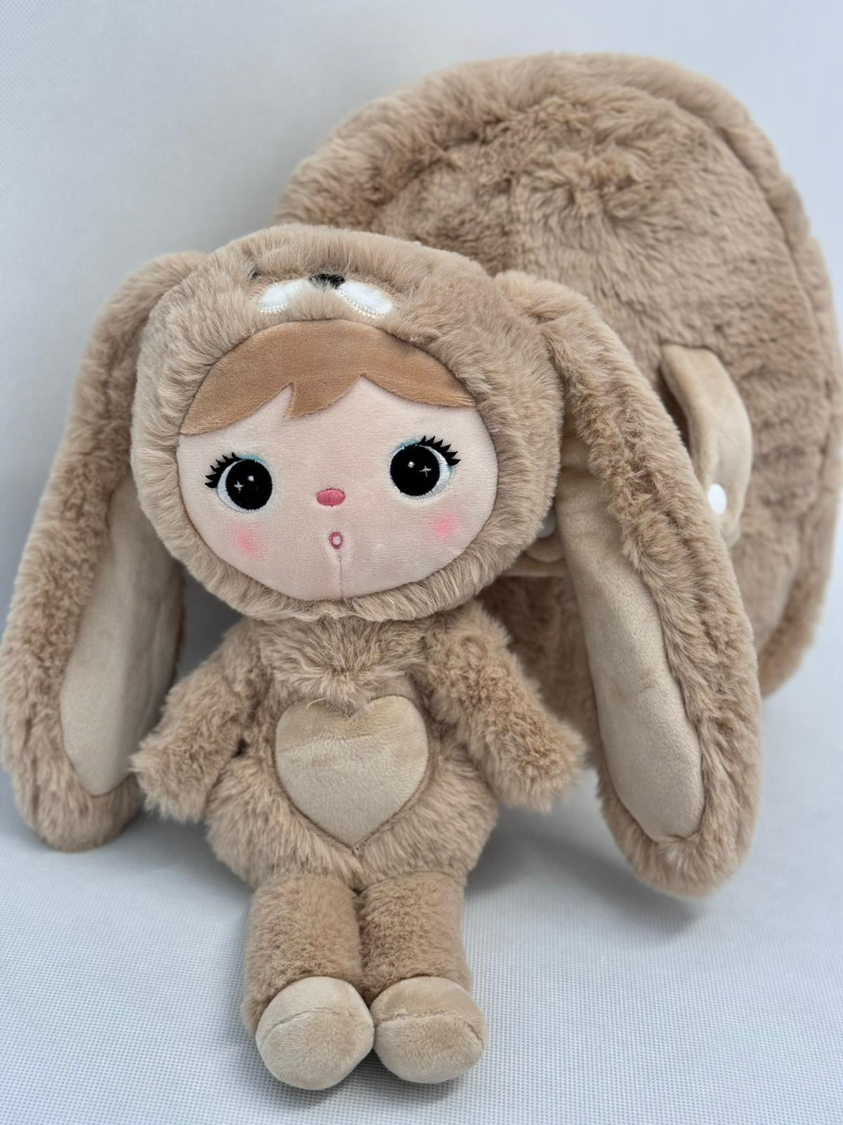 Plecak Królik Karmelowo beżowy z wyjmowanym pluszakiem Metoo - obrazek 5