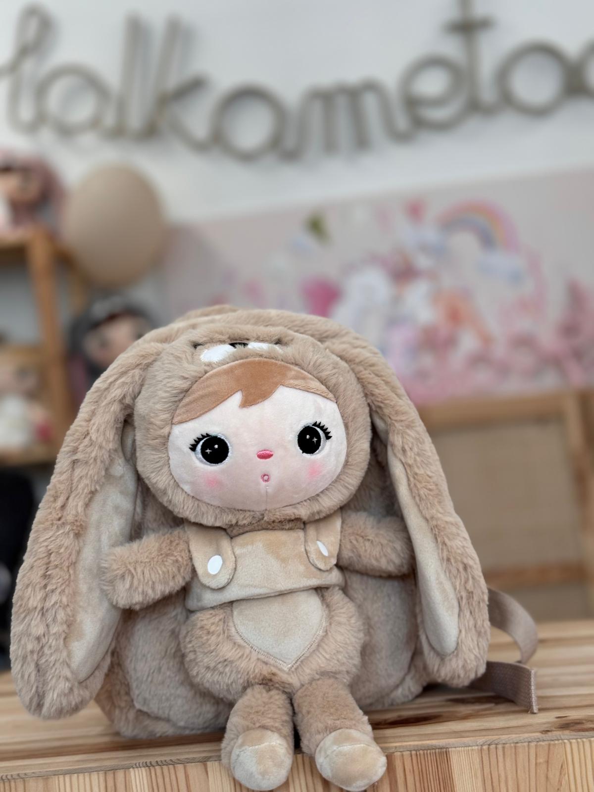 Plecak Królik Karmelowo beżowy z wyjmowanym pluszakiem Metoo - obrazek 9