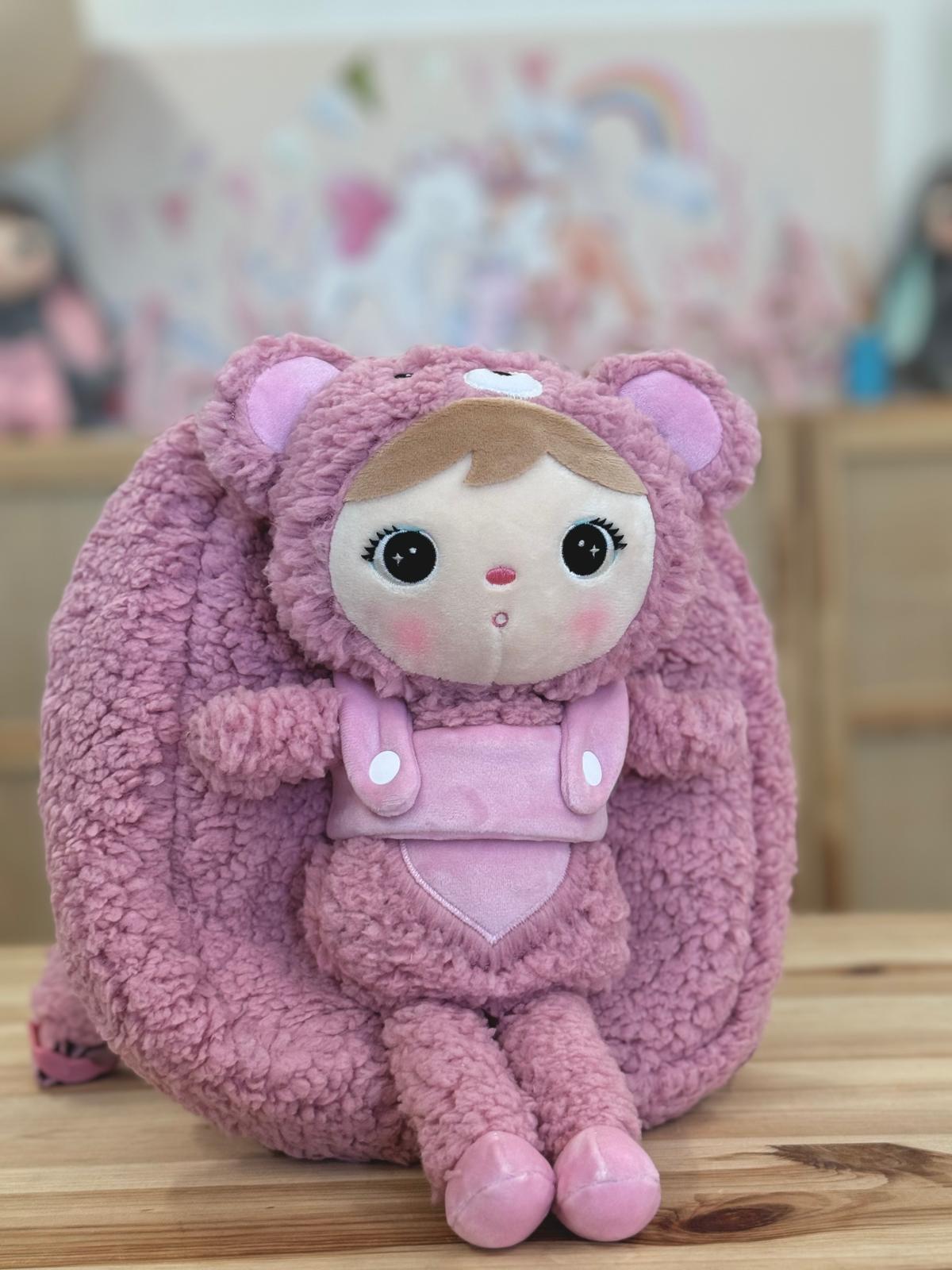 Plecak Metoo z wyjmowanym pluszakiem - Różowy Miś - obrazek 3