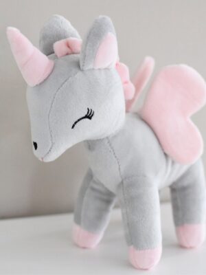 Pluszowy Jednorożec rozmiar M- Szaro/Różowy