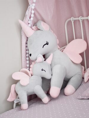 Pluszowy Jednorożec rozmiar XL- Szaro/Różowy