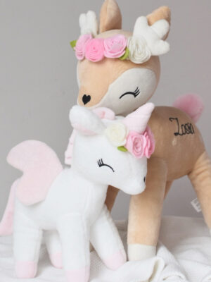 Pluszowy Jednorożec z wianuszkiem rozmiar M- Biały