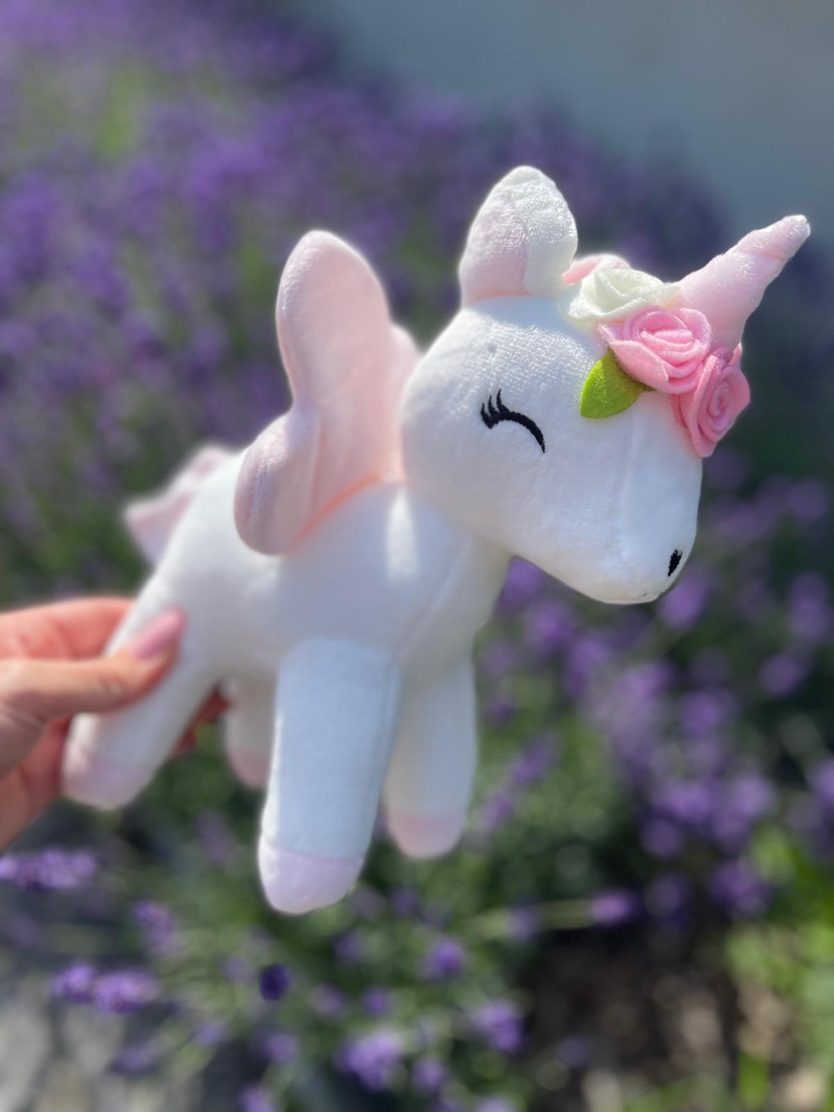 Pluszowy Jednorożec z wianuszkiem rozmiar M- Biały - obrazek 14