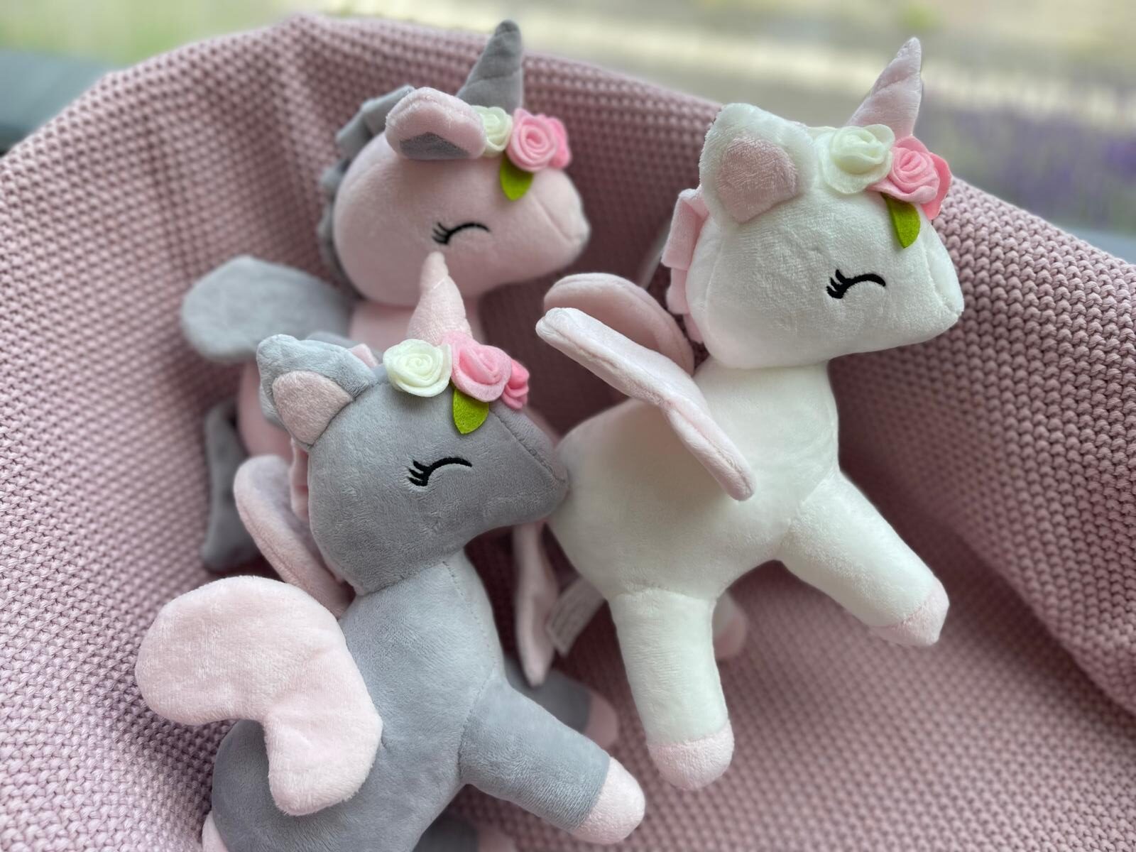 Pluszowy Jednorożec z wianuszkiem rozmiar M- Biały - obrazek 9