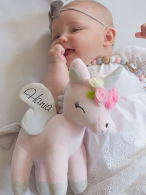 Pluszowy Jednorożec z wianuszkiem rozmiar M- Różowy