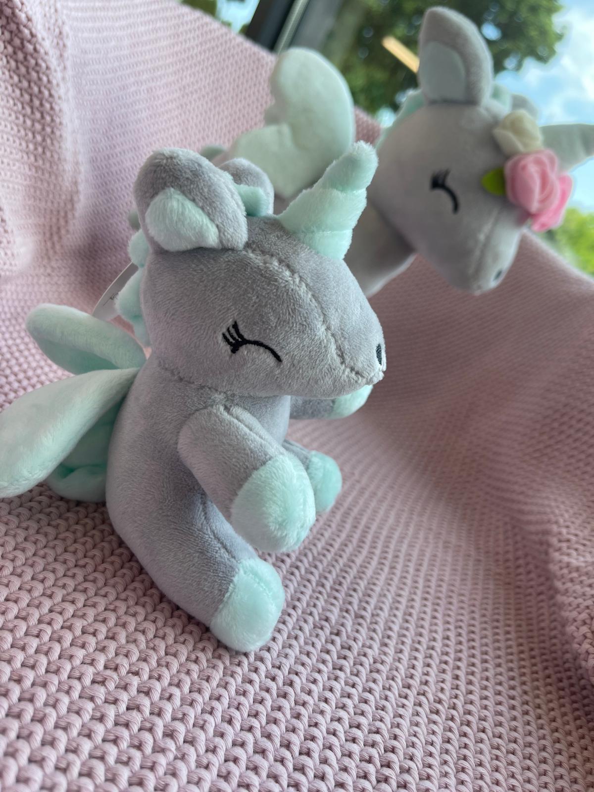 Pluszowy Jednorożec z wianuszkiem rozmiar M- Szaro/miętowy - obrazek 7