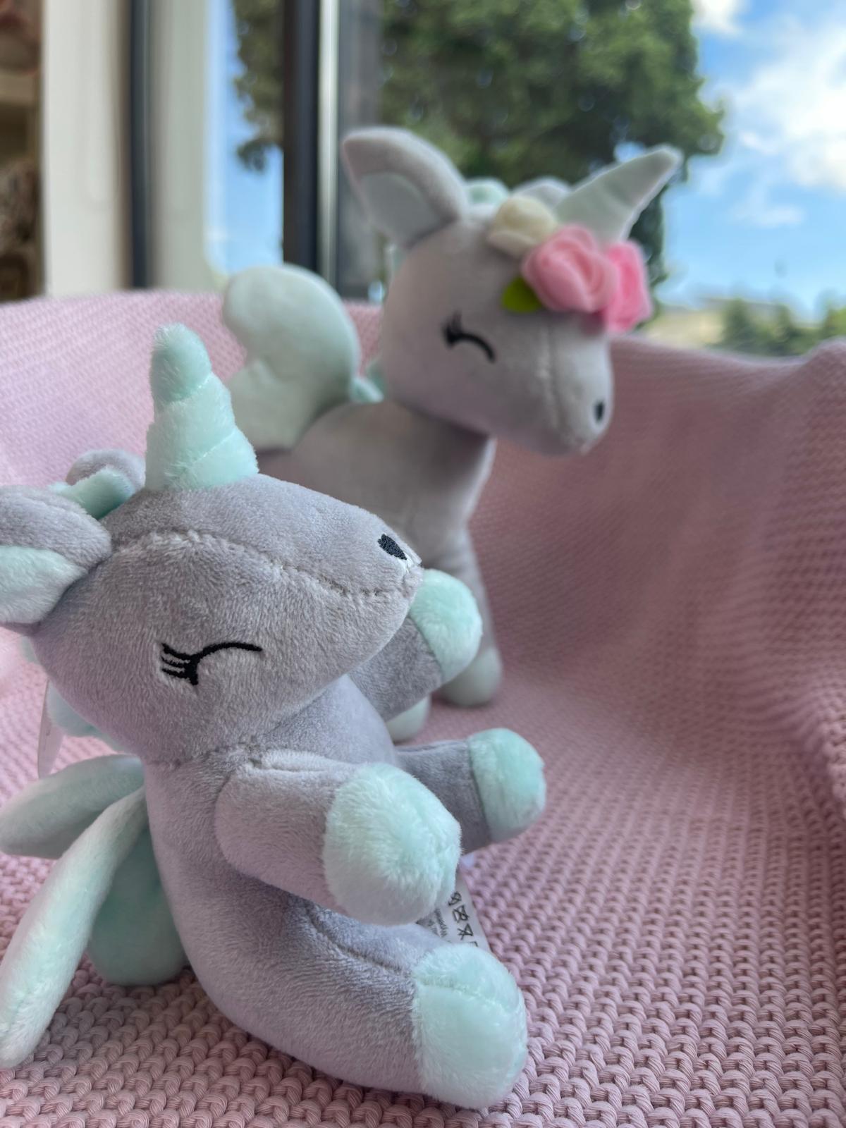 Pluszowy Jednorożec z wianuszkiem rozmiar M- Szaro/miętowy - obrazek 9