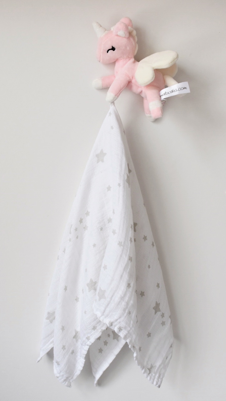 Rózowo- kremowy jednorożec z muślinową pieluszką- Melootka - obrazek 2